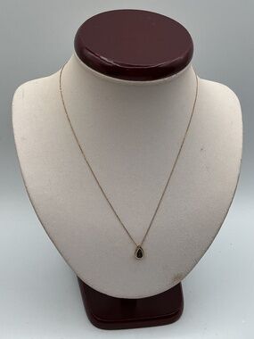 14K Gold Dainty Teardrop Slide Pendant Necklace